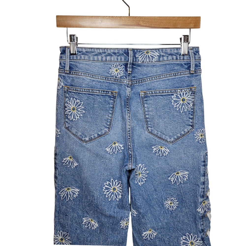 Driftwood Floral Embroidered Lace-Up Jeans Size 26 Y2K Boho Western Festival - Picture 8 of 8
